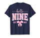 Hello Nine Est 2017 Coquette Bow 9th Birthday Girl T-Shirt