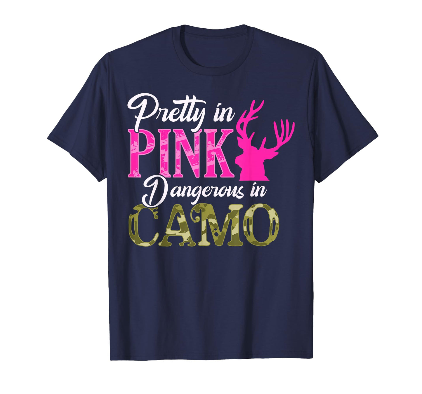 Pretty Pink and Dangerous in Camo Hunter Girl for Women Kids T-Shirt