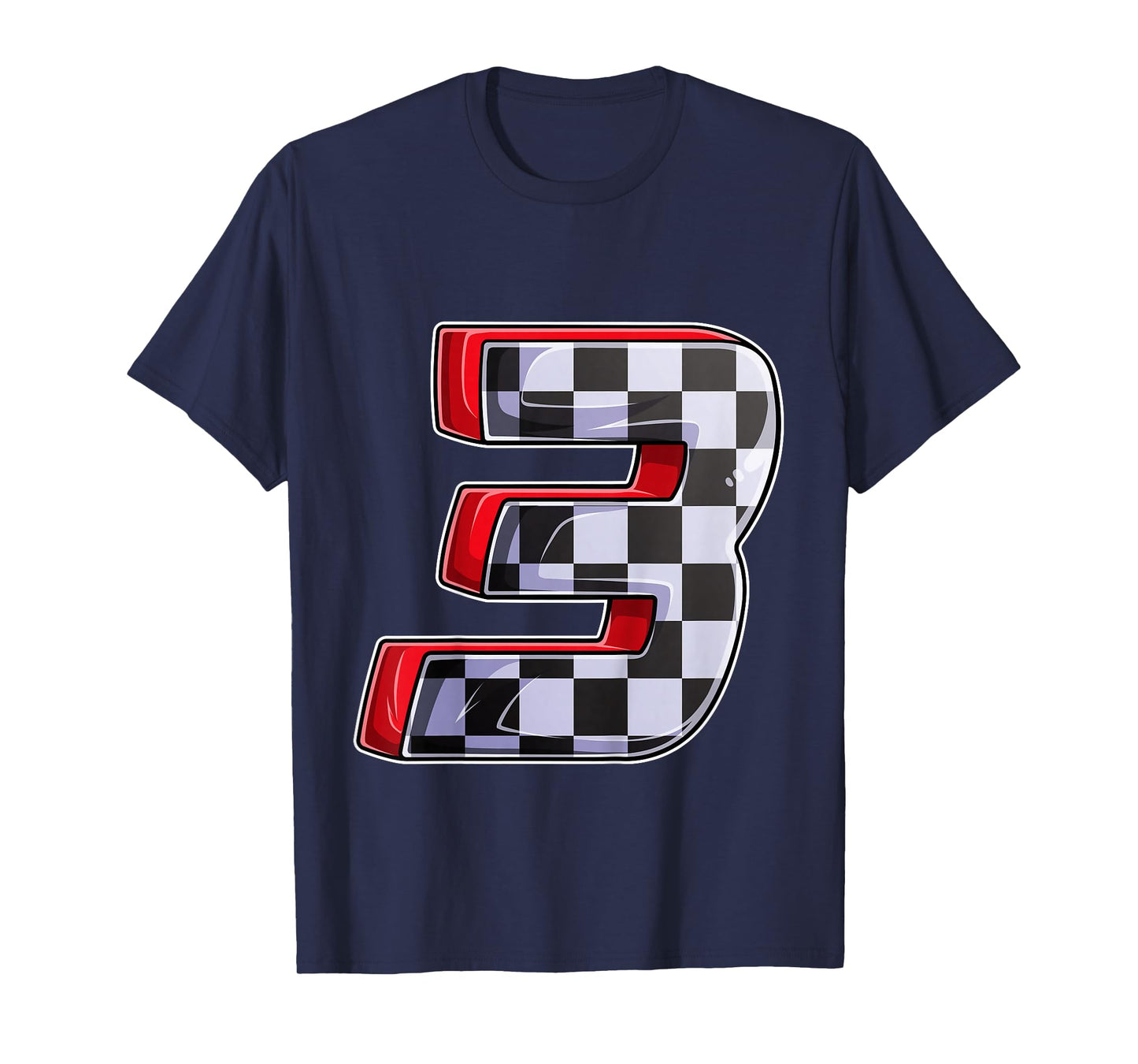 Boy Birthday 3 Three Race Car 3rd Birthday Racing Team Flag T-Shirt