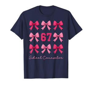 67 School Counselor Meme Coquette Bows Funny Six Seven T-Shirt