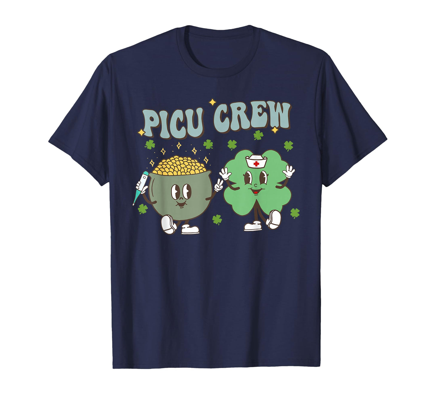 PICU Crew Shamrock St Patricks Day Pediatric ICU Nurse RN T-Shirt
