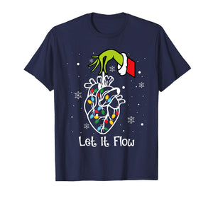 Funny Let It Flow Anatomy Heart Cardiac Nurse Santa Hat Xmas T-Shirt