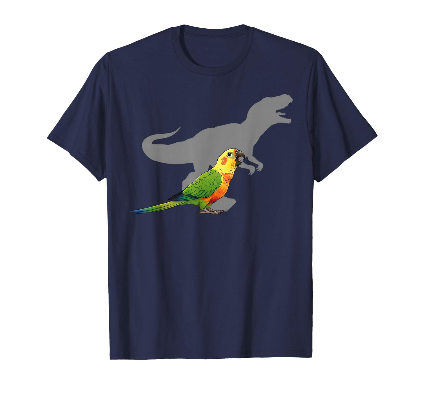 Jenday Conure with T rex Shadow Bird Lovers T-Shirt