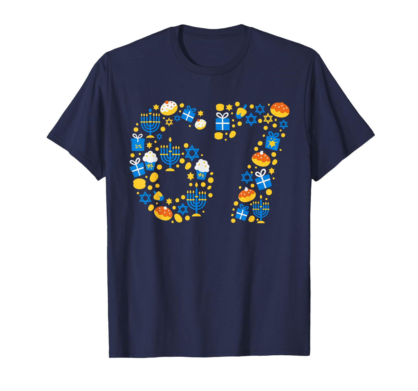 Hanukkah 67 Six Seven Meme Jewish Menorah Chanukah Pajama T-Shirt
