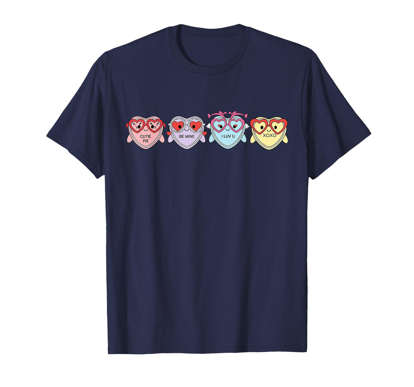 Hearts Candy Wearing Glasses Optometry Optician Valentines T-Shirt