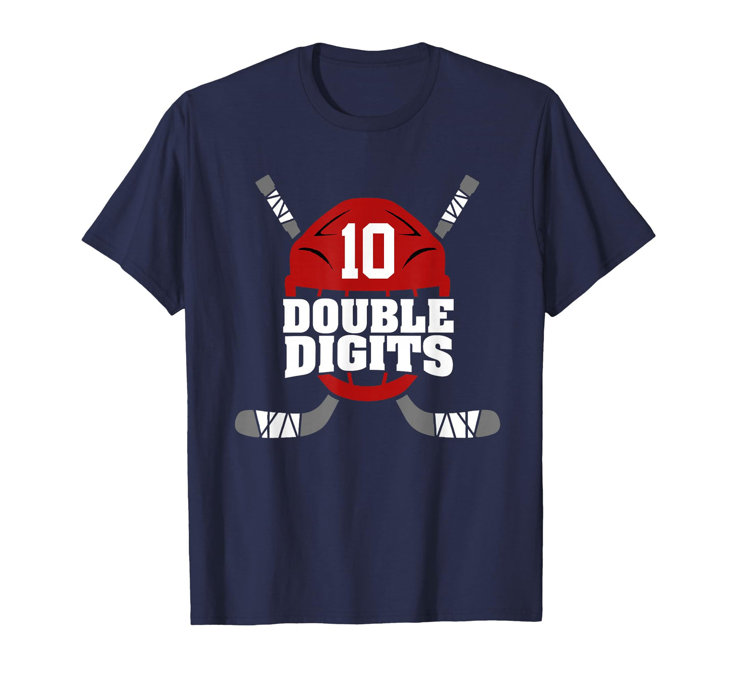 Double Digits 10 Year Old Boy Hockey 10th Birthday T-Shirt