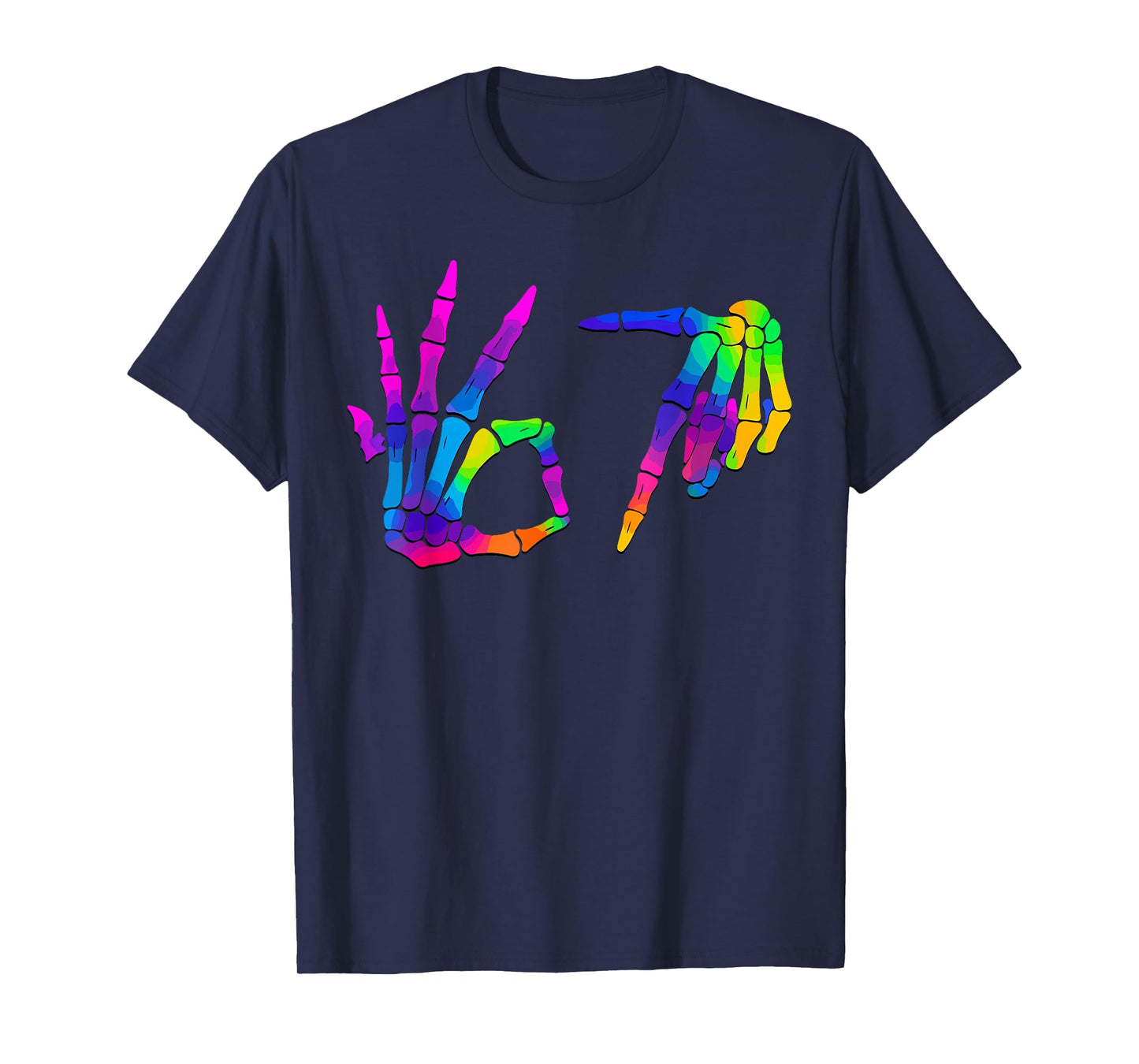 Six Seven 6 7 Meme 67 Skeleton Hand Halloween Costume T-Shirt