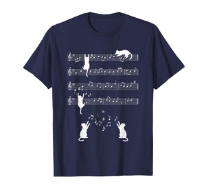 Cat Musical Notes - Cats On Sheet Music Cat Lovers & Mus T-Shirt