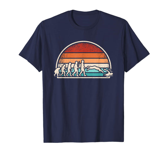 Funny Swimming Evolution Retro Swim Swimmer Men Women T-Shirt