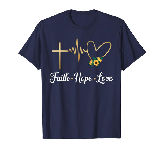 Christian God Jesus Sunflower Floral Flower Faith Hope Love T-Shirt