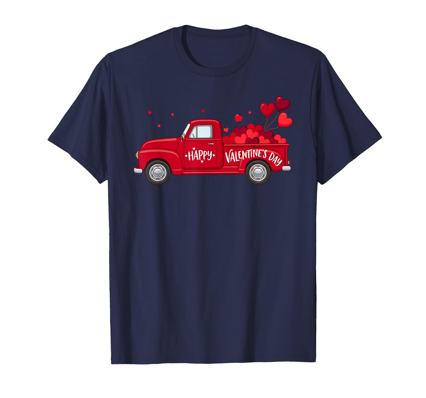 Classic Red Truck Happy Valentine's Day Farmhouse Hearts T-Shirt