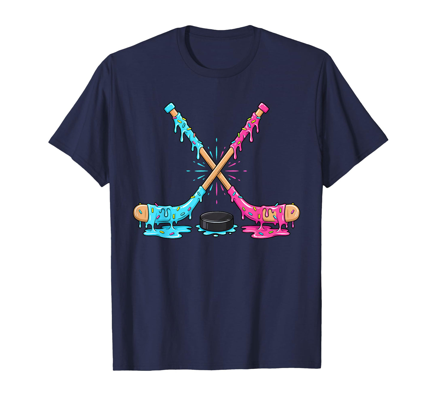 Ice Hockey Ice Cream Drip Sport Players Gaming Sprinkle T-Shirt