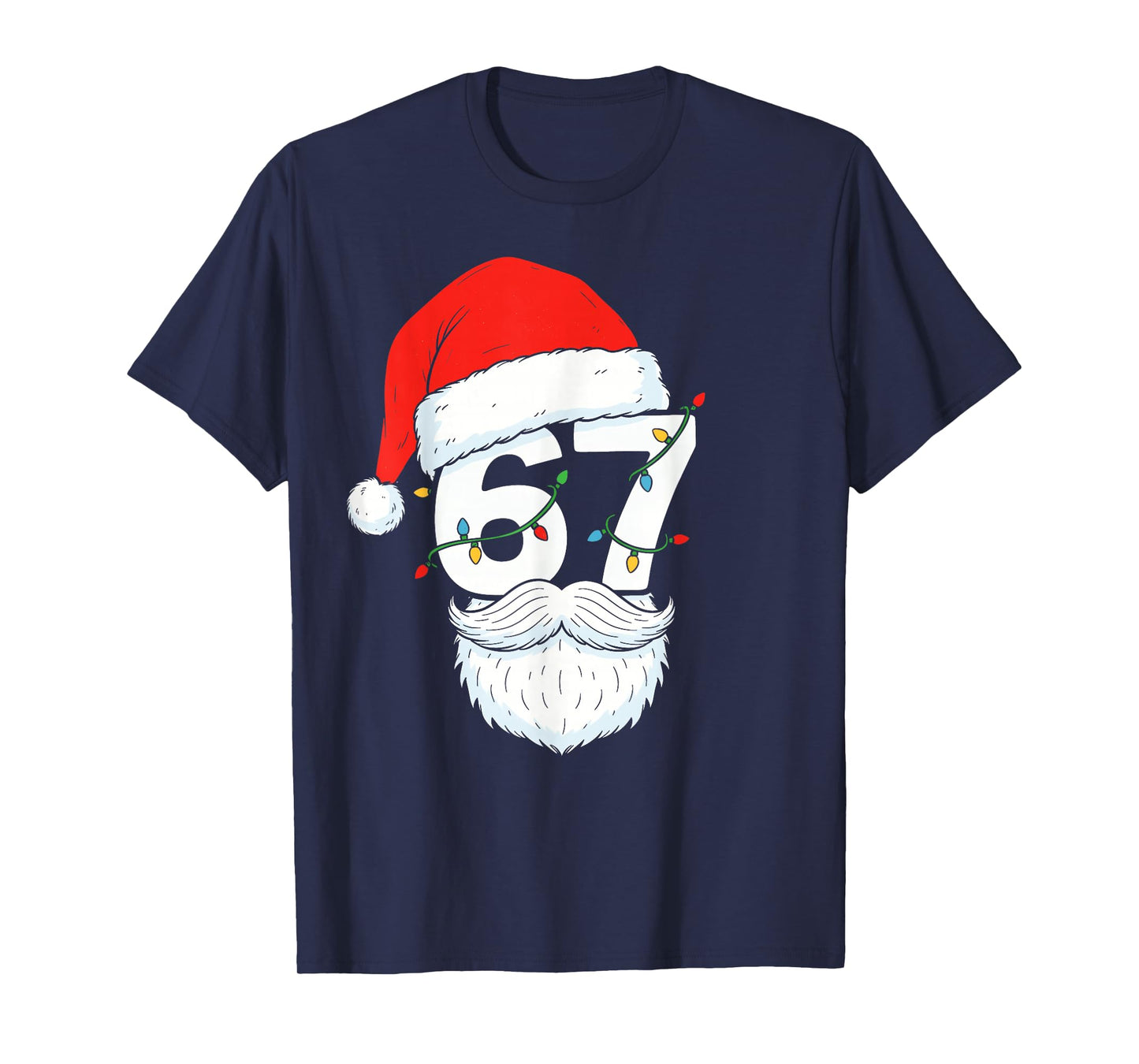 Trending Six Seven Meme Christmas 67 Santa Face Men Boys T-Shirt