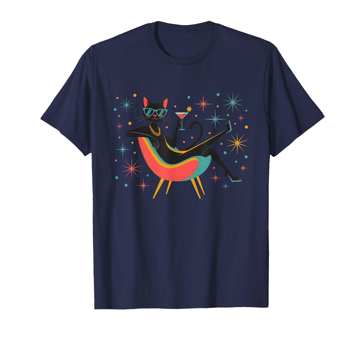 Midcentury Mid Century Cat Retro Atomic Age 50s 60s Cats Art T-Shirt