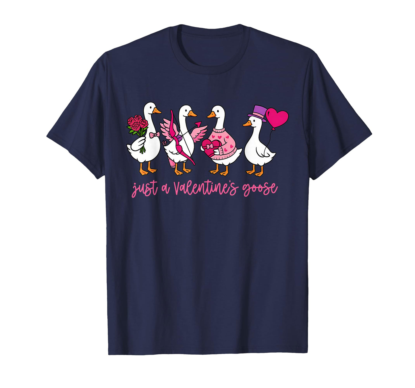 Just A Valentines Goose Cute Silly Geese Valentines Women T-Shirt