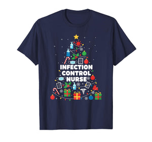 Infection Control Nurse Christmas Tree Lights Womens Mens T-Shirt