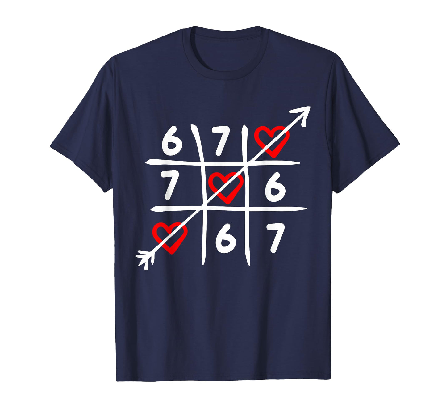 Six Seven 67 Meme 6 7 Valentines Day Heart Men Women Kids T-Shirt