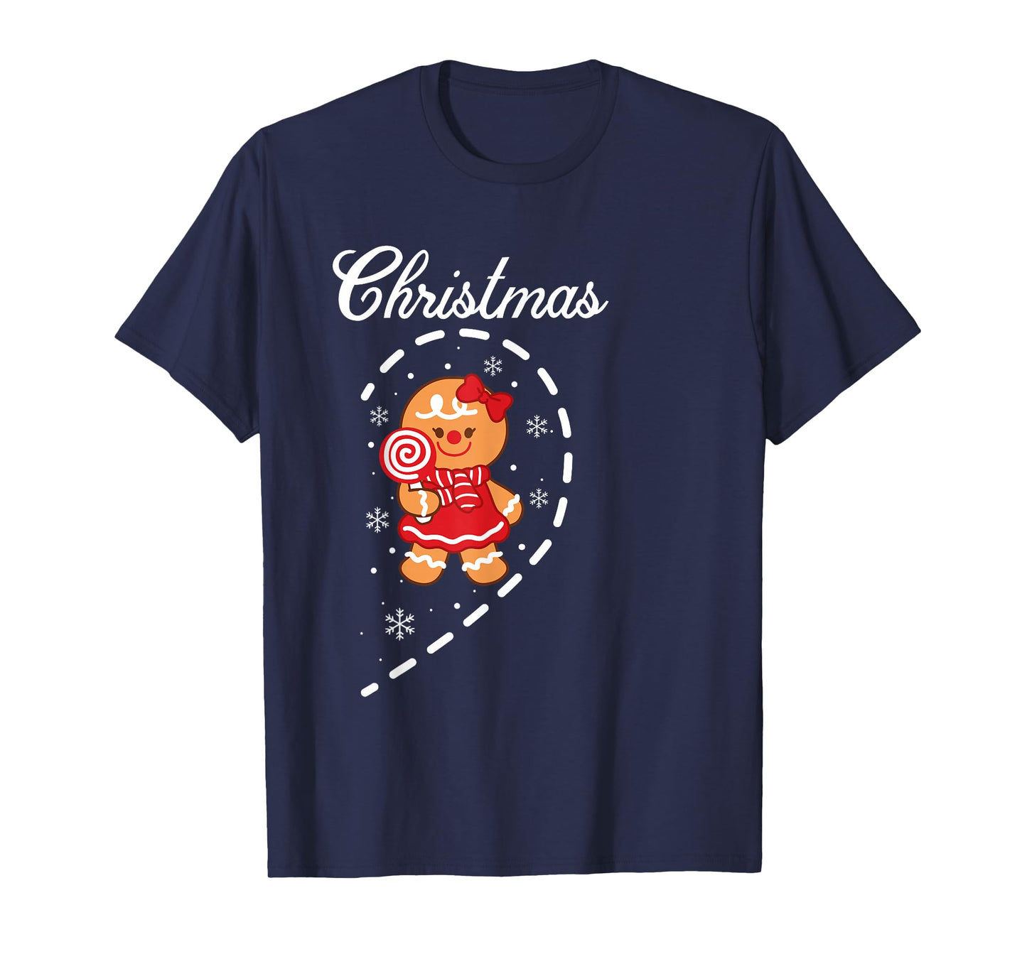 Cute Gingerbread Bow Heart Merry Christmas Matching Couples T-Shirt