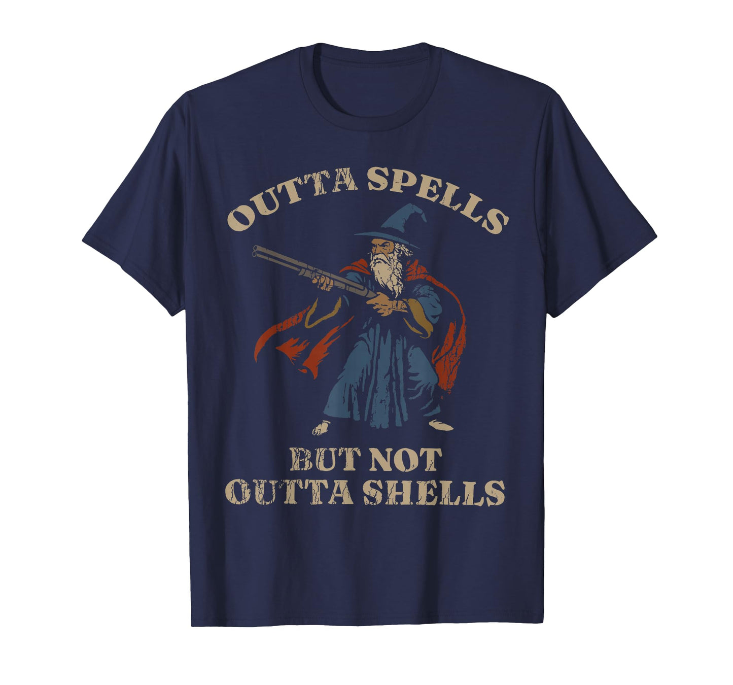 Outta Spells But Not Outta Shells Wizard Fantasy Meme T-Shirt