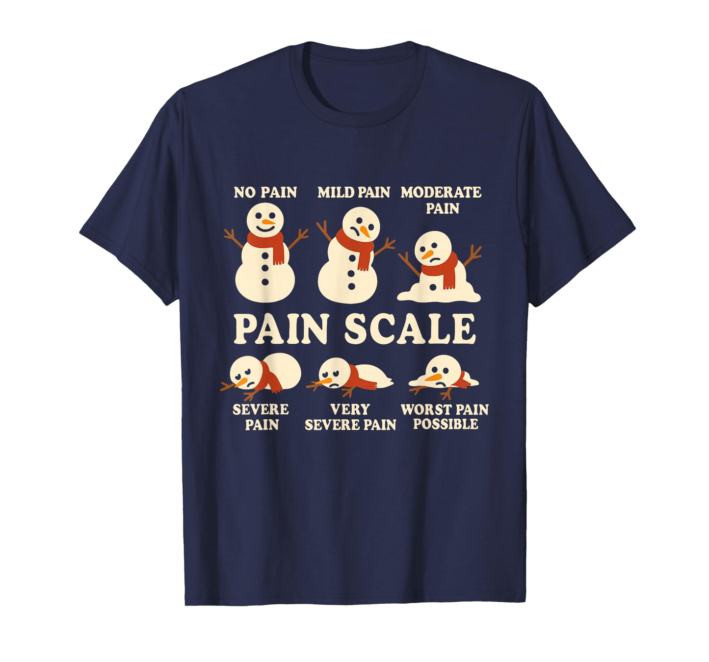 Pain Scale Snowman Funny Nurse Christmas ICU Nurse T-Shirt