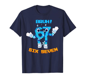 Bruh 6 7 Six Seven Gen Z Alpha Funny Meme Brain Rot Vintage T-Shirt