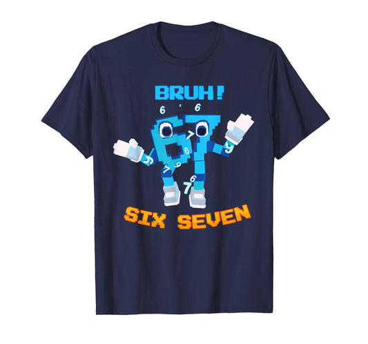 Bruh 6 7 Six Seven Gen Z Alpha Funny Meme Brain Rot Vintage T-Shirt