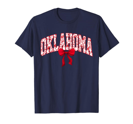 Oklahoma Coquette Bow Floral State Pride Style Girls Women T-Shirt