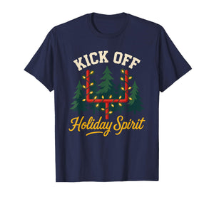 Kick Off Holiday Spirit Christmas Football T-Shirt