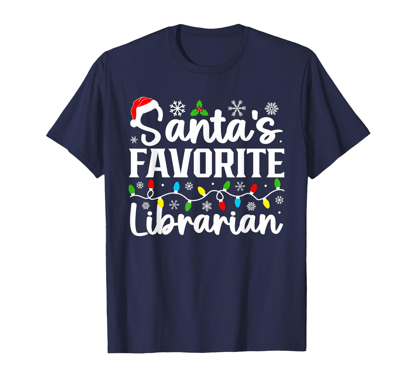 Santa's Favorite Librarian Funny Christmas Family Matching T-Shirt