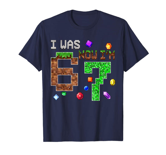 I was 6 Now I'm 7 Pixel Game Birthday Boy Gift for Boys Kid T-Shirt