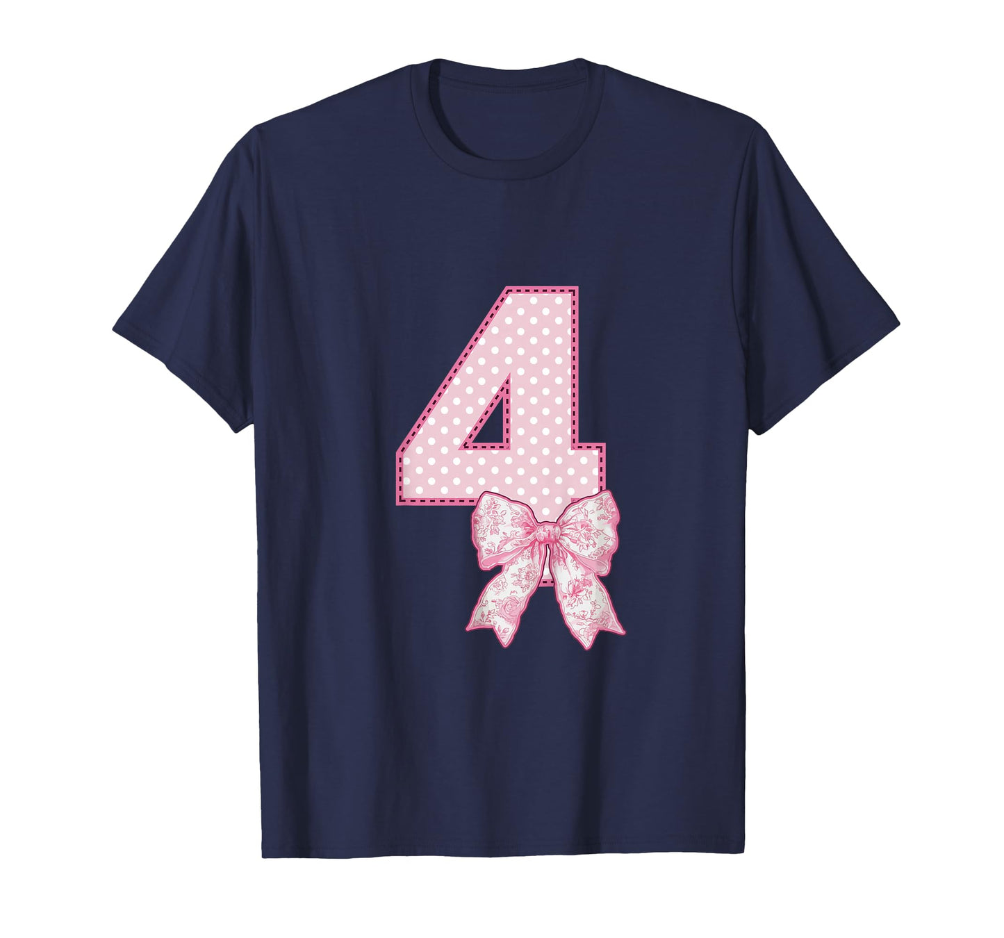 Kids 4th Birthday Shirt Girl Coquette Bow Kids Four 4 Year Old T-Shirt