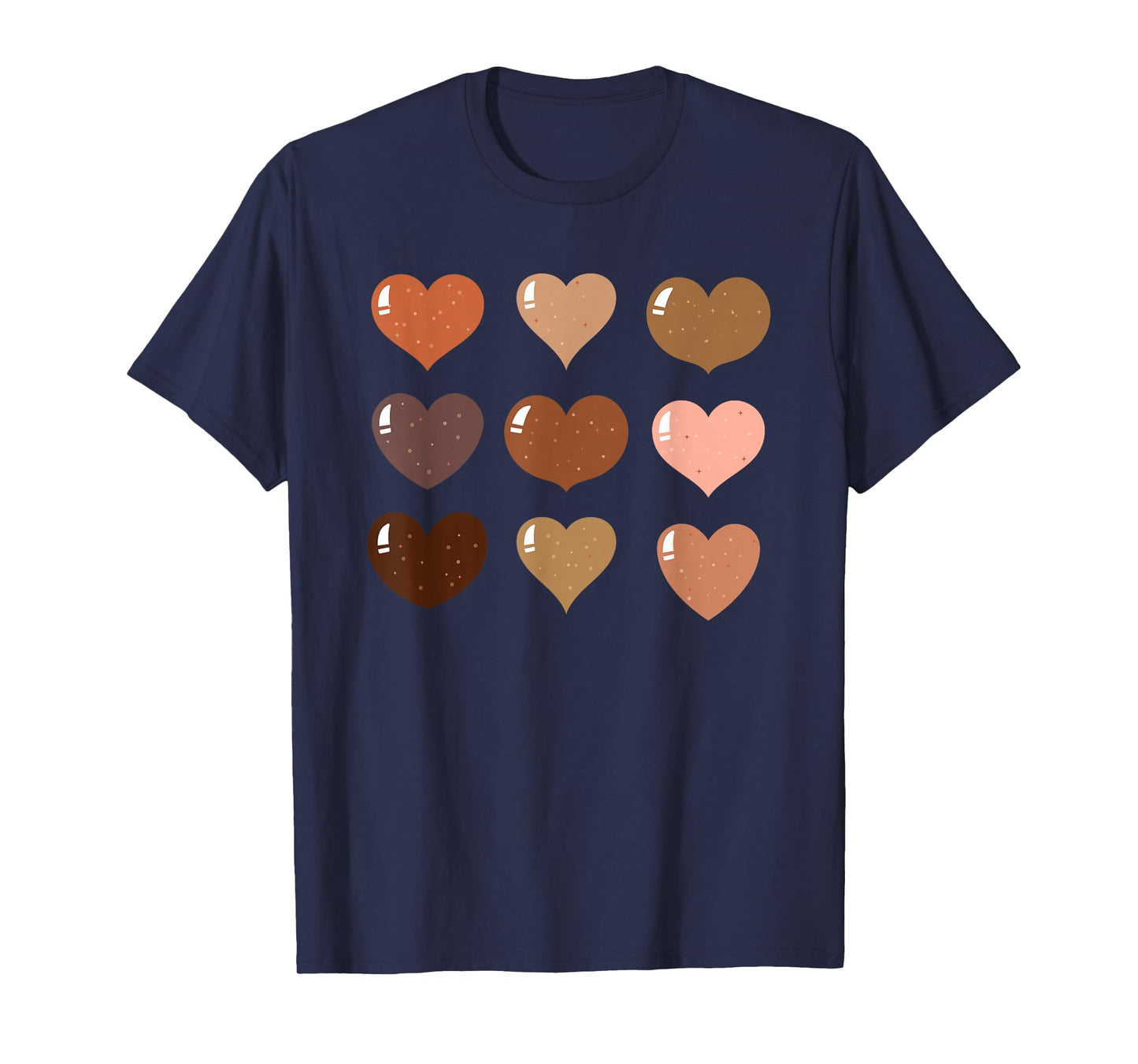 Black History Month Melanin Skin Tone Hearts African Pride T-Shirt