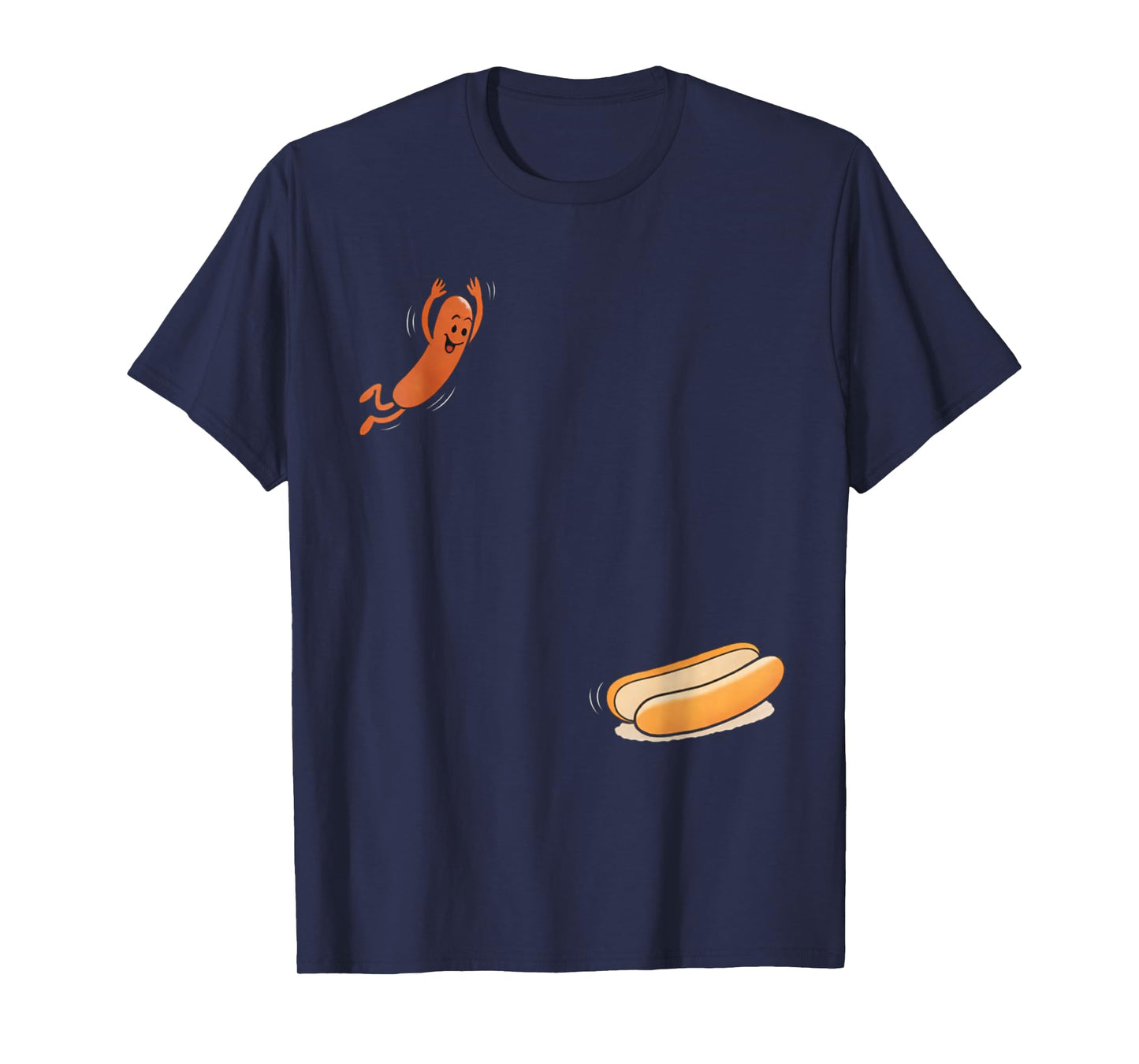 Funny Hot Dog Jumping Into Bun Sausage BBQ High Dive T-Shirt