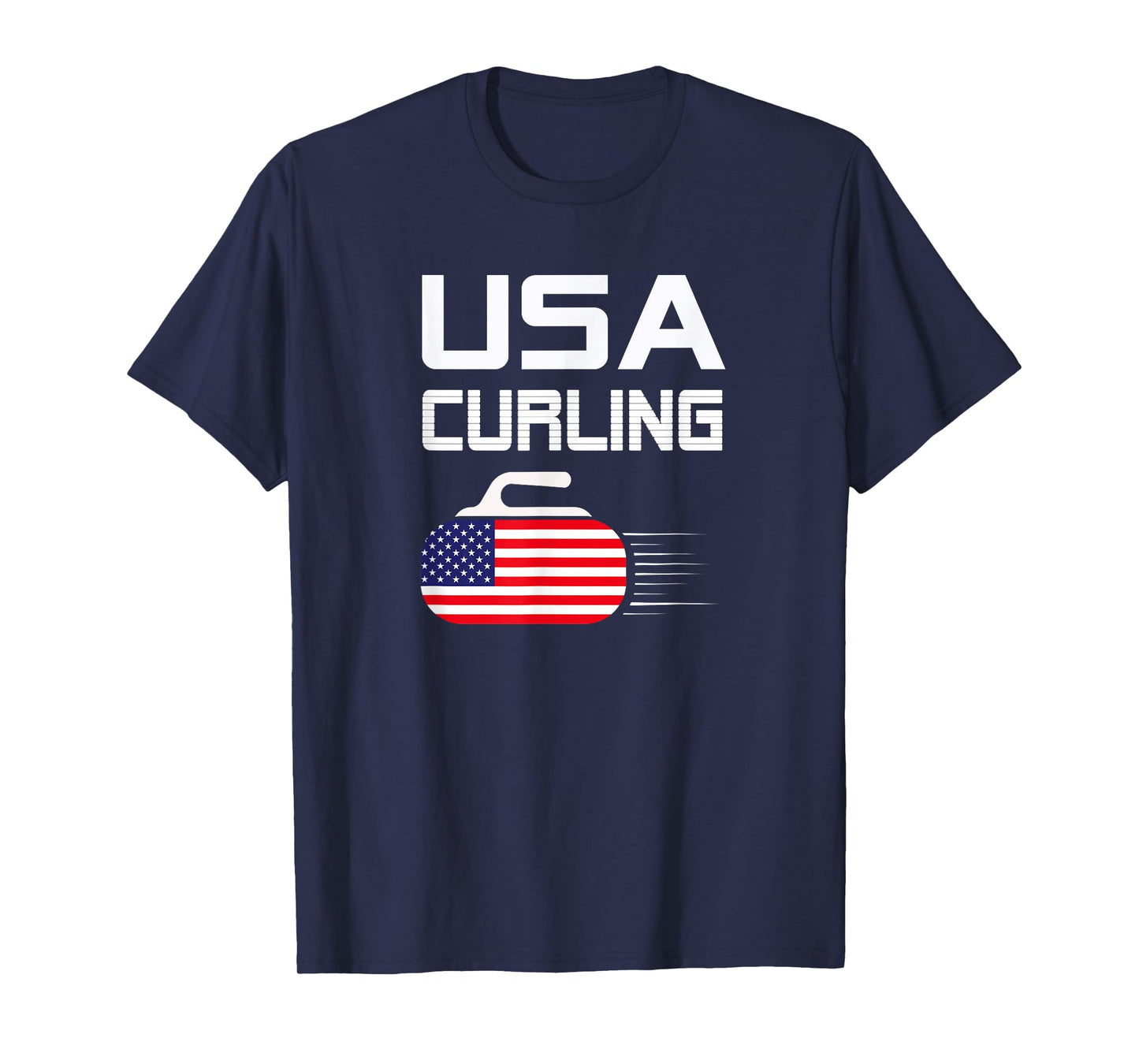 American Flag USA Ice Curling Rock Curler T-Shirt