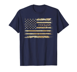 Hocking Desert Camo Distressed American Flag Throwback T-Shirt