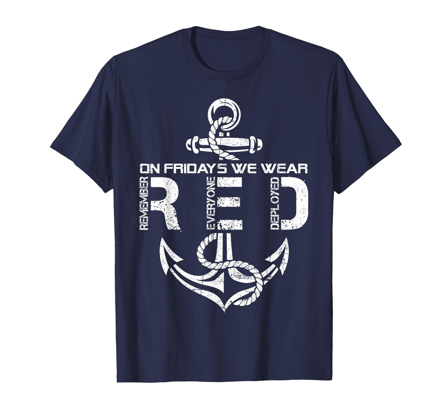 On Fridays We Wear Red Sailor Anchor US Military Support T-Shirt