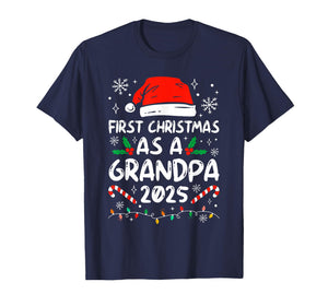 First Christmas As Grandpa 2025 Couples Family Pajamas T-Shirt