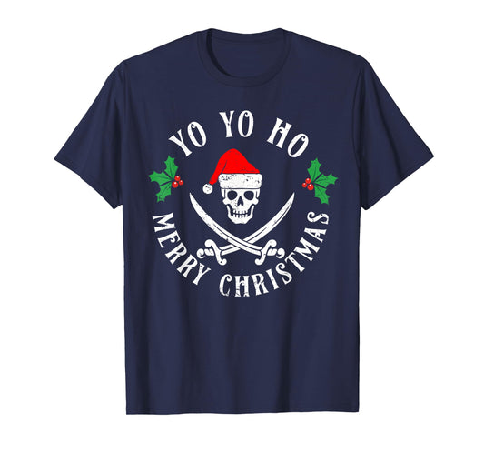 Pirate Christmas Santa Hat Funny Birthday Dad Men Boys Kids T-Shirt