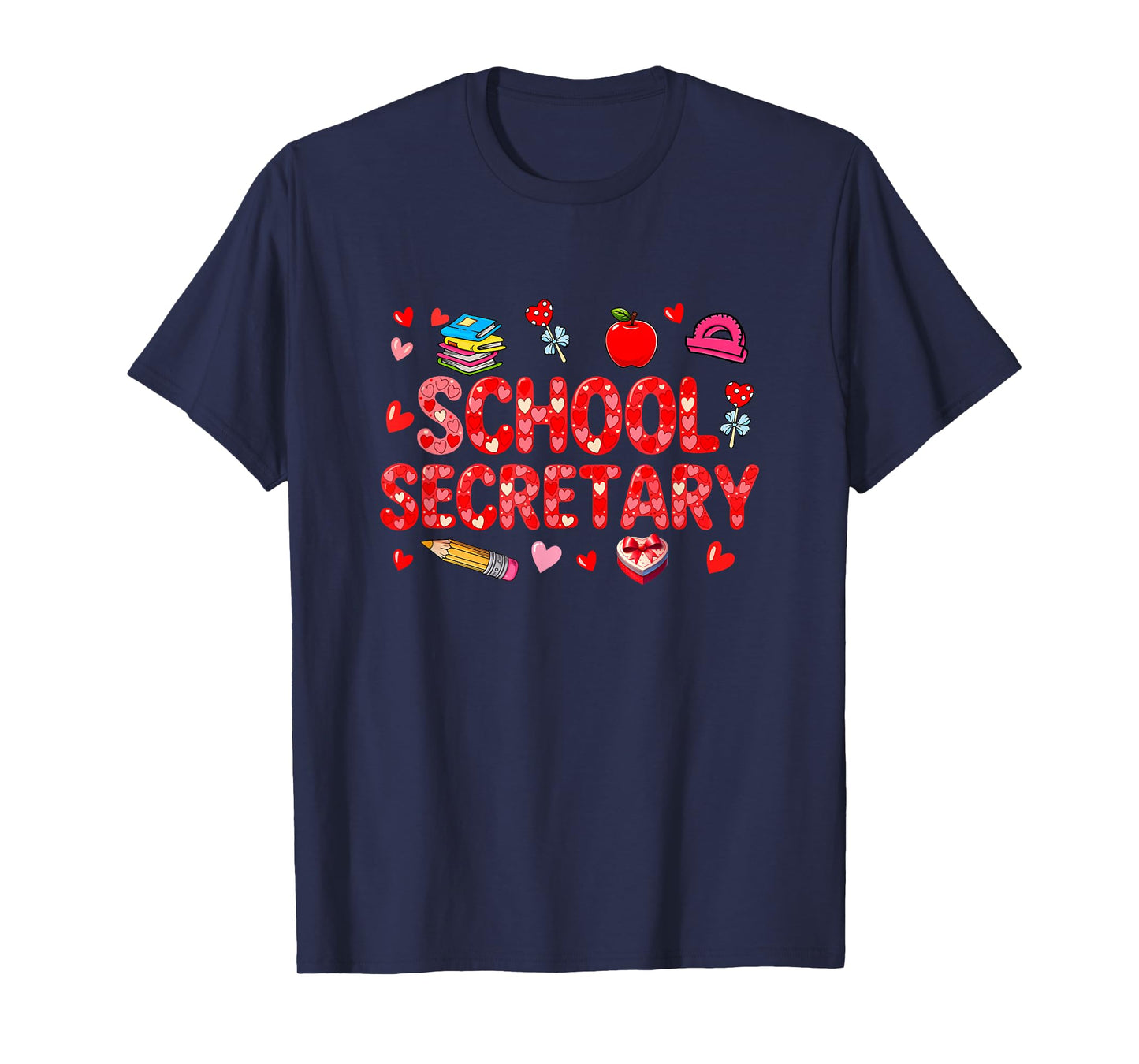 School Secretary Job Tools Valentine Hearts Matching Women T-Shirt