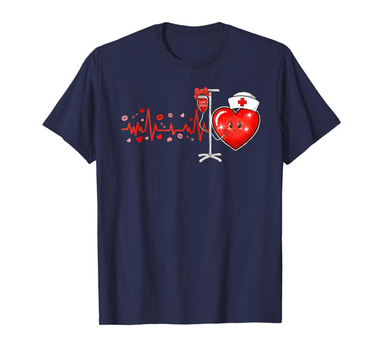 Stethoscope Heartbeat Nurse Valentines Day RN ER Nursing T-Shirt