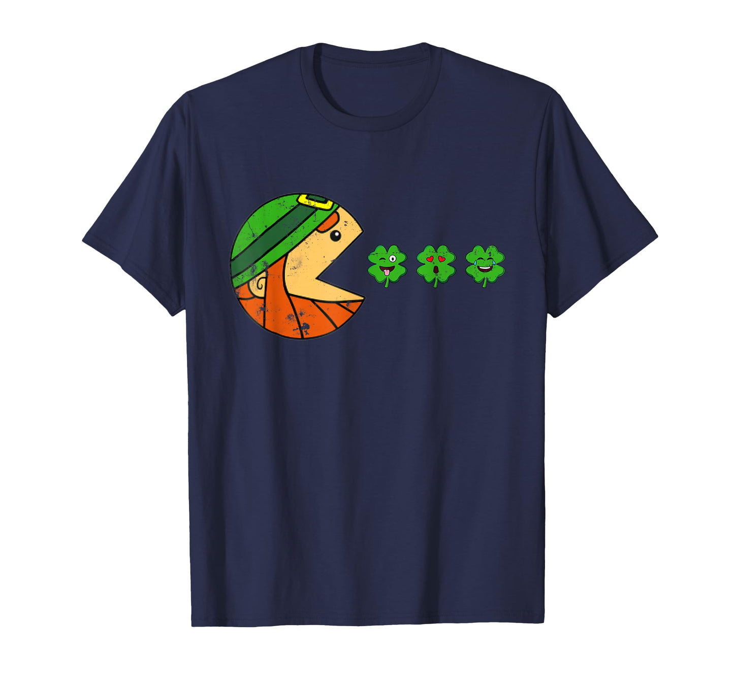 Leprechaun St Patricks Day Eating Shamrock Gamer Men Kids T-Shirt