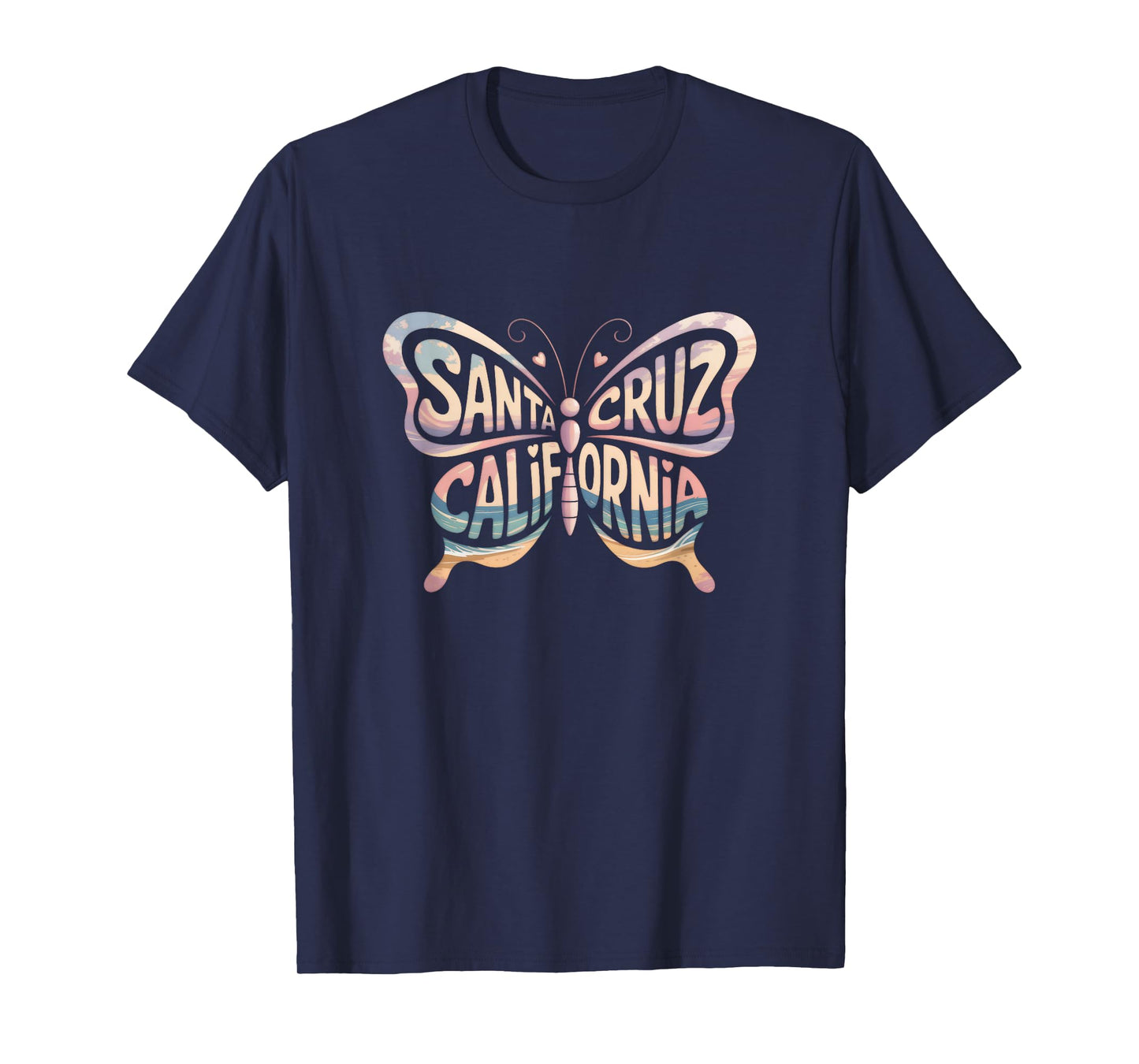 Santa Cruz Butterfly - California Beach City Name Word Art T-Shirt