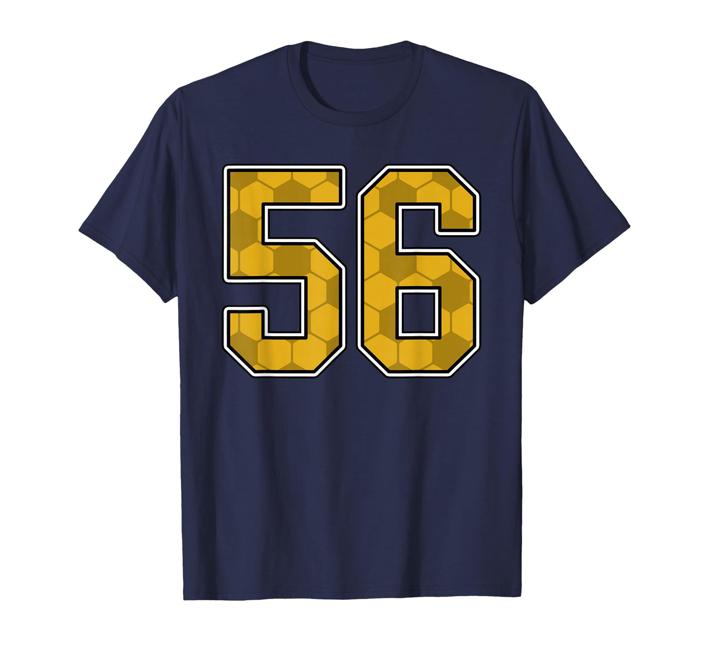 Gold Soccer Pattern Number 56 Jersey Player Uniform #56 T-Shirt