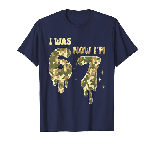 Retro I was 6 Now I'm 7 Camo 67 Ice Cream Drip Baseball Gift T-Shirt