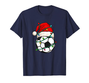 Soccer with Santa Hat Funny Christmas Xmas Gift T-Shirt