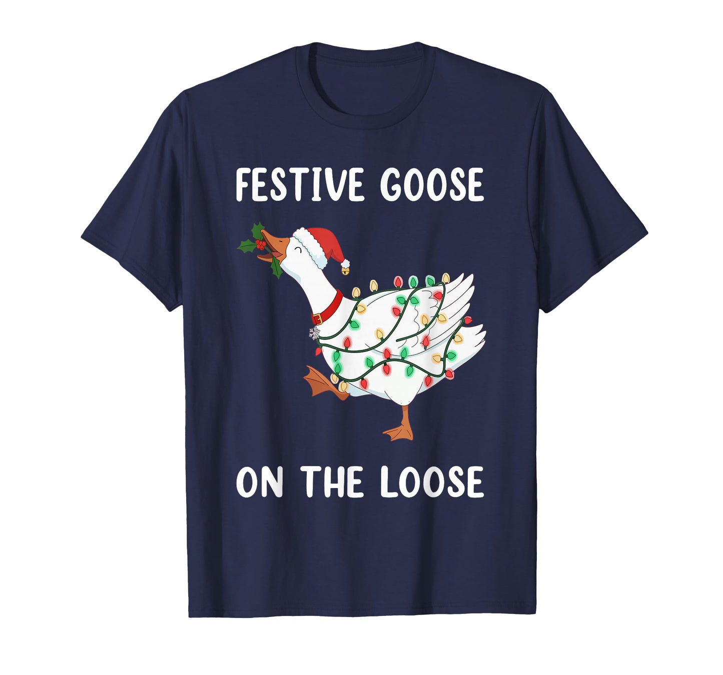 Vintage Funny Festive Goose on The Loose Christmas Humor T-Shirt