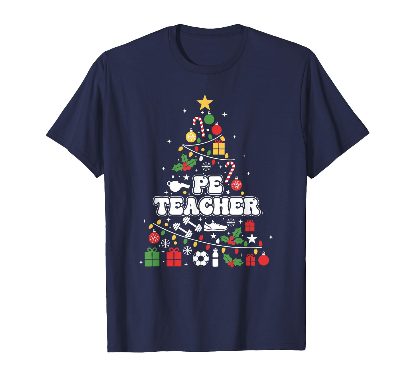 PE Physical Education Teacher Christmas Tree Womens Mens T-Shirt