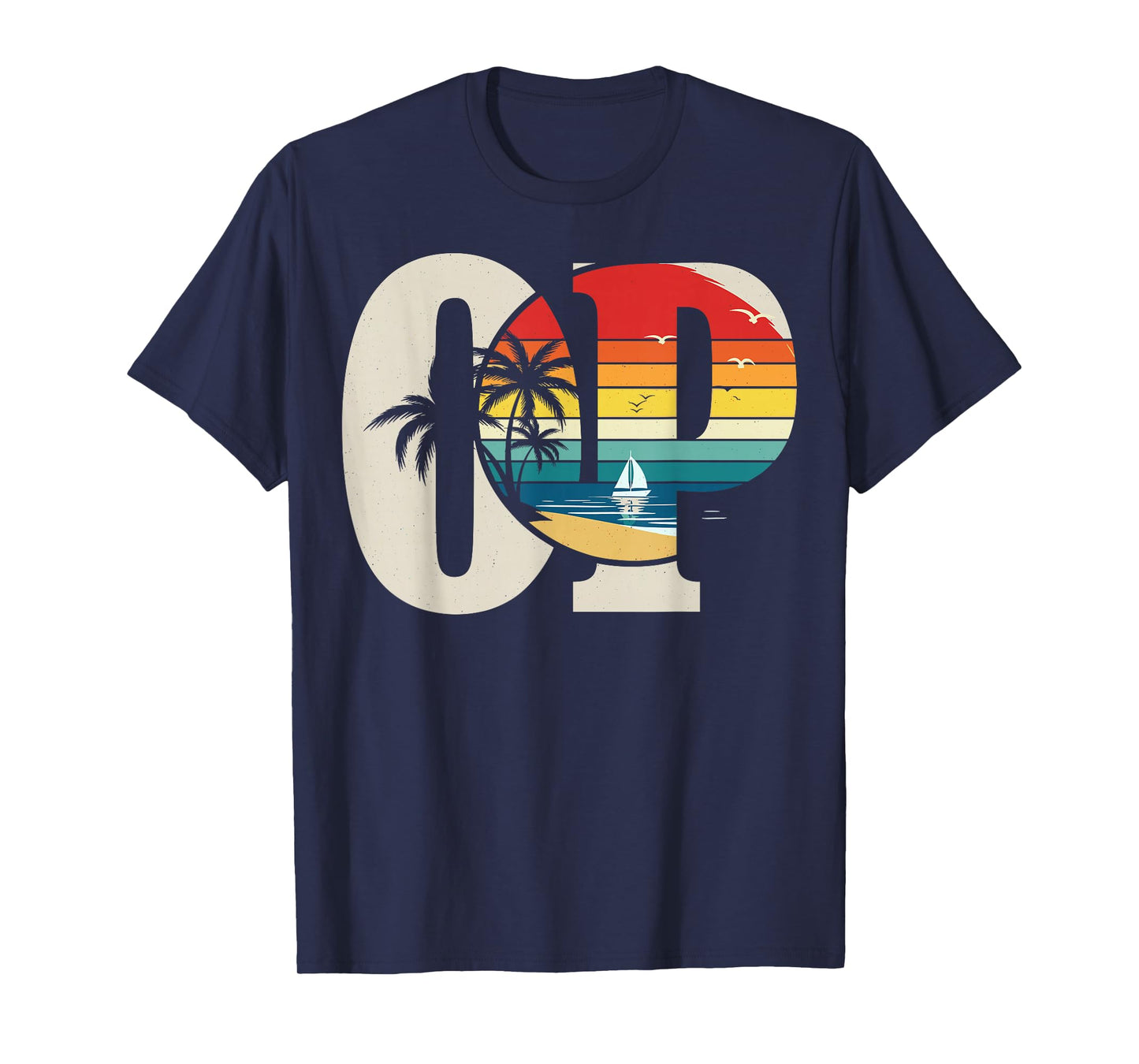 Op Ocean Vintage Pacific Beach Sun Palm Trees Retro T-Shirt