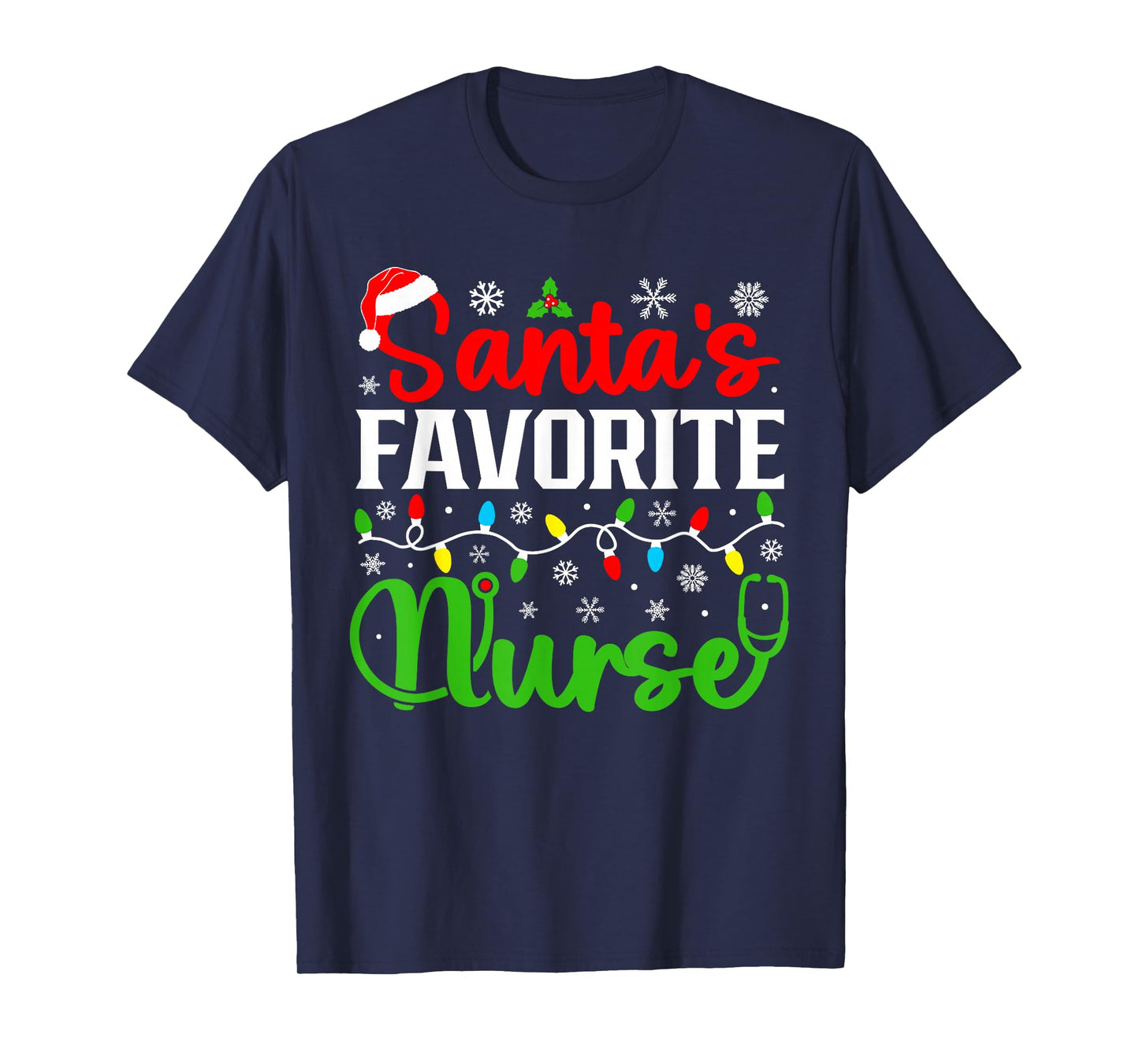 Santa's Favorite Nurse Funny Christmas Family Matching T-Shirt