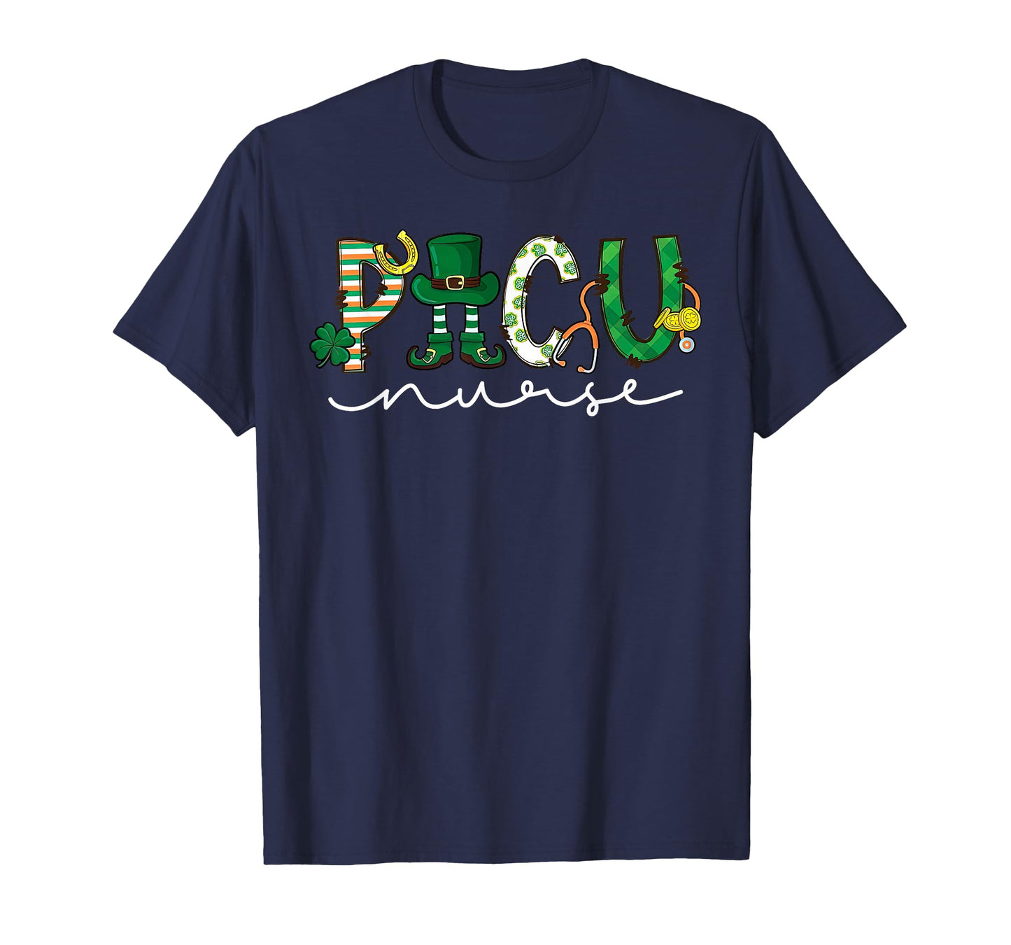 PICU Nurse Leprechaun St Patricks Day Pediatric ICU Nurse RN T-Shirt